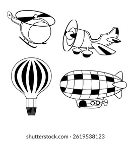 outline set of isolated air transport