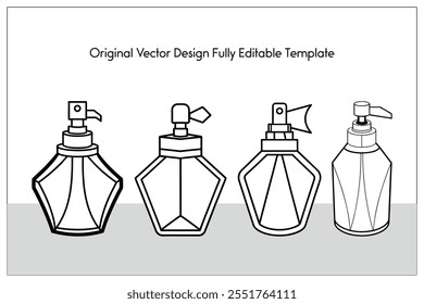 Conjunto de contornos de Perfume Bottle Vetor Line Art, quadros e elementos de design, ilustração, Modelo de design de vetor.