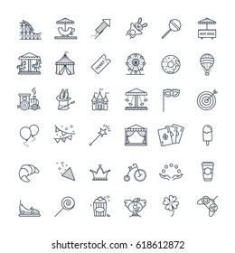 Outline Set - Theme Amusement Park Icons For Your Design