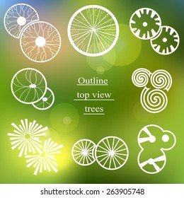 Outline set of top view trees. Use for landscape design
