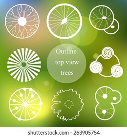 Outline set of top view trees. Use for landscape design