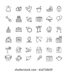 Outline set- wedding, love vector icons for your design