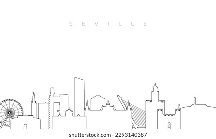 Outline Sevilla skyline. Trendy template with Sevilla buildings and landmarks in line style. Stock vector design. 