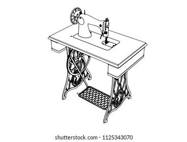 outline sewing machine vector