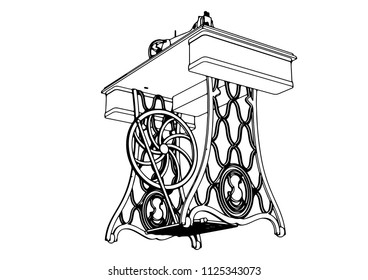 outline sewing machine vector