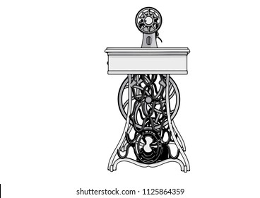 outline sewing machine vector