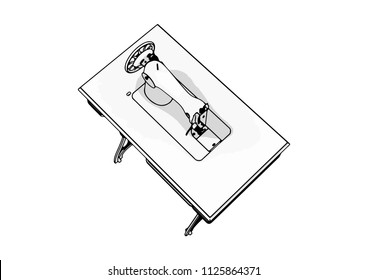 outline sewing machine vector