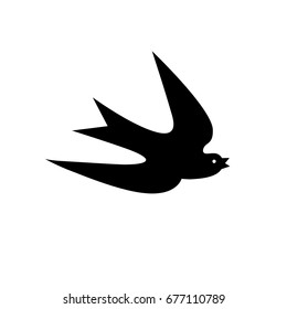 The outline, the shadow of a swallow in flight. Logo, symbol, sign, laser cutting path.