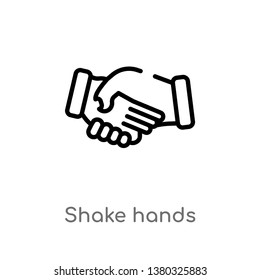 outline shake hands vector icon. isolated black simple line element illustration from education concept. editable vector stroke shake hands icon on white background