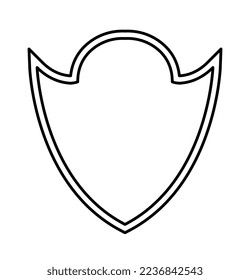Outline shape football. Shield and template for royal emblem, security symbol. Branding for sports teams, minimalistic emblem. Graphic element for printing on fabric. Cartoon flat vector illustration