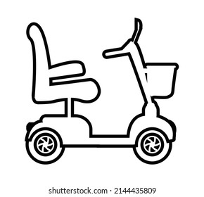 Outline shape of a typical sit on mobilty scooter over a white background