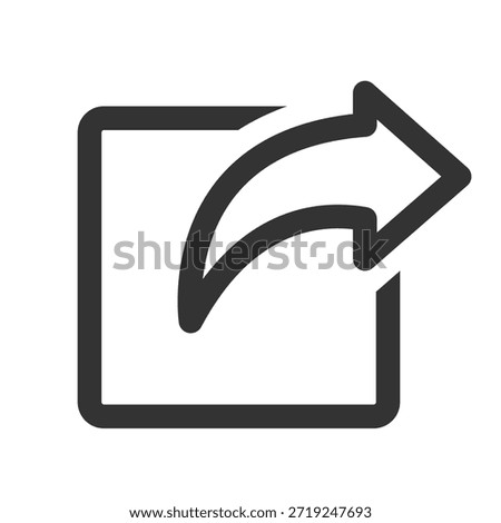 Outline share icon with square and arrow isolated flat style design vector illustration on white background.