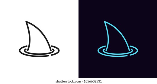 Outline Shark Fin, Icon With Editable Stroke. Linear Silhouette Of Shark Fin. Hidden Threat And Danger, Sea And Ocean Hungry Predator. Vector Icon, Sign, Symbol For UI And Animation