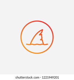 Outline shark icon,gradient illustration,vector underwater sign symbol