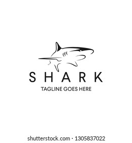 Outline Shark Ocean Sea Fish Aquatic Concept Logo Design Vector Silhoutte