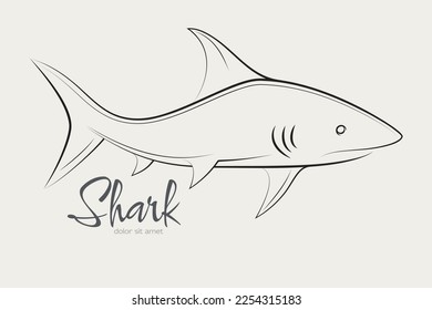 Outline Shark Side View. Shark Icon Vector Illustration