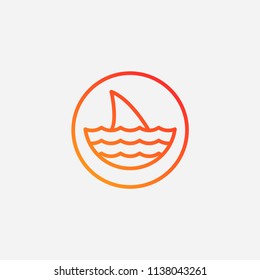 Outline shark sign icon,gradient illustration,vector fear sign symbol