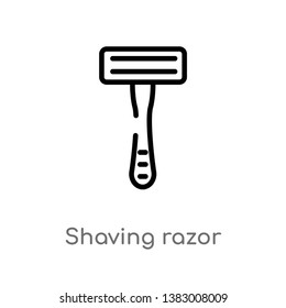outline shaving razor vector icon. isolated black simple line element illustration from hygiene concept. editable vector stroke shaving razor icon on white background