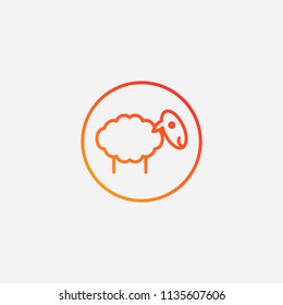 Outline sheep icon,gradient illustration,vector animal sign symbol