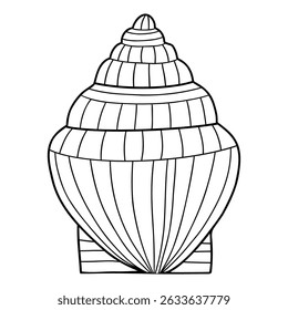 Shell de estrutura de tópicos. Bela concha de mar. mão linear desenho rabiscar. Ilustração vetorial