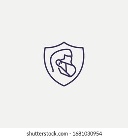 Outline shield coronavirus icon.shield coronavirus vector illustration. Symbol for web and mobile