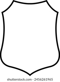 Outline shield with a curved edge - stock vector