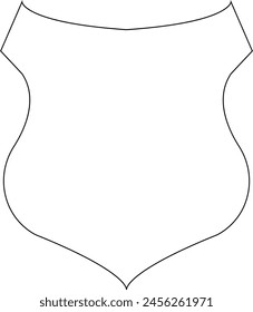 Outline shield with a curved edge - stock vector
