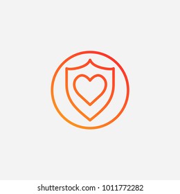 Outline Shield In Heart Icon.gradient Illustration Isolated Vector Sign Symbol