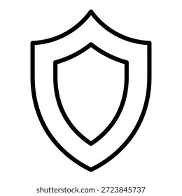 Icono de escudo esquemático para seguridad, protección y defensa antivirus.