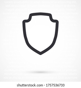 Rahmenschildlinie Symbol einzeln auf schönem Hintergrund. Schildsymbol für Webdesign, mobile App, Logo, Benutzeroberfläche. Bearbeitbarer Strich. Vektorschild-Illustrator. EPS10-Schildlinie