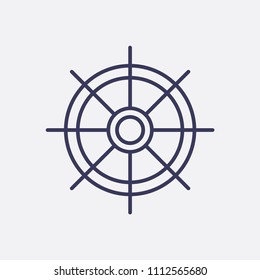 Outline ship wheel icon illustration,vector boat sign symbol