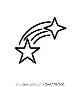 Outline shooting stars on background with handdrawn style design elements falling