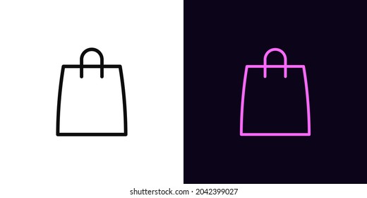 Outline shop bag icon, with editable stroke. Linear paper bag sign, shopping pictogram. Online store, internet purchase, online shopping. Vector icon, sign, symbol for UI and Animation