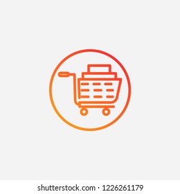Outline shopping cart icon,gradient illustration,vector store sign symbol