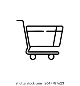 Outline shopping cart on background with wheels handle trolley retail