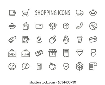 Outline Shopping Icons Set Vector Illustration