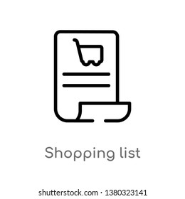outline shopping list vector icon. isolated black simple line element illustration from e-commerce and payment concept. editable vector stroke shopping list icon on white background