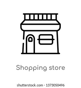 outline shopping store vector icon. isolated black simple line element illustration from commerce concept. editable vector stroke shopping store icon on white background