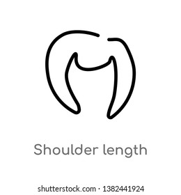 outline shoulder length vector icon. isolated black simple line element illustration from fashion concept. editable vector stroke shoulder length icon on white background