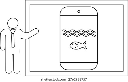 An outline shows man