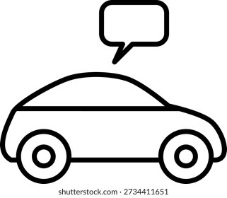 Seitenansicht des Autos mit Sprechblase