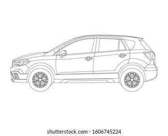 outline side view drawing of a car.