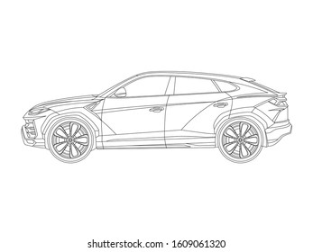 outline side view drawing of a car.