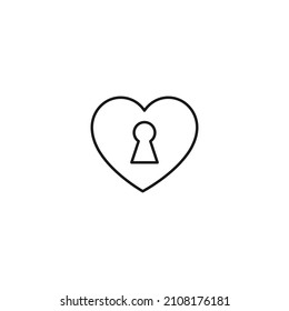 Outline sign related to heart and romance. Editable stroke. Modern sign in flat style. Suitable for advertisements, articles, books etc. Line icon of keyhole inside of heart 