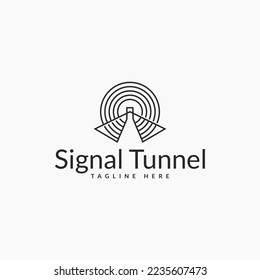 outline signal tunnel circle passenger road railways logo icon vector design template with modern, unique and elegant styles isolated on white background. 