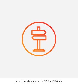 Outline signpost icon,gradient illustration,vector arrow sign symbol