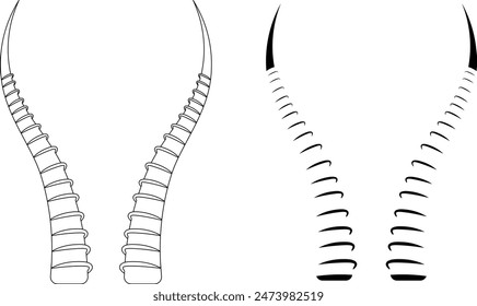 outline sihouette antelope horn icon set