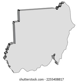Silhouette 3D-Karte des Landes der Arabischen Liga in Sudan
