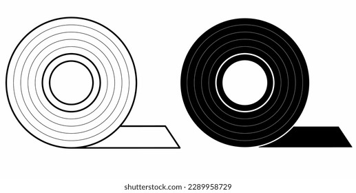 outline silhouette adheshive tape icon set isolated on white background