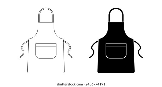 outline silhouette apron icon set isolated on white background